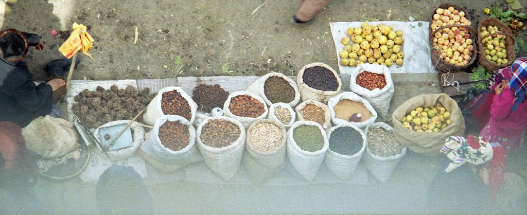 63 Kashgar Sunday Market 1993 Fruit And Vegetable Market From Tower